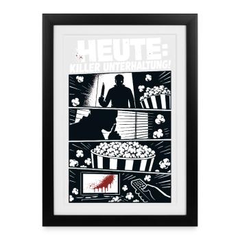 Horror Movie Night Slasher TV - Gerahmtes Poster (27 × 37 cm) - Schwarz - Vorne