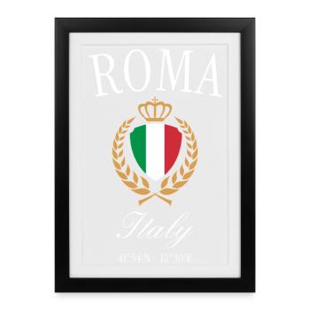 Couronne aux armoiries de Rome, Italie – Souvenir de voyage - Affiche encadrée (27 × 37 cm) - noir - Devant