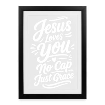 Jésus t’aime Lettrage - Affiche encadrée (27 × 37 cm) - noir - Devant