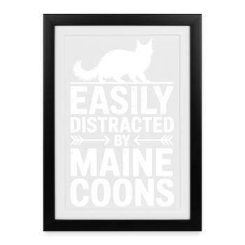 Maine Coon Dictons, blague sur chat, cadeau Maine Coon - Affiche encadrée (27 × 37 cm) - noir - Devant