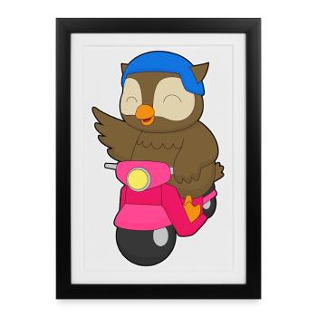 Owl Scooter - Affiche encadrée (27 × 37 cm) - noir - Devant
