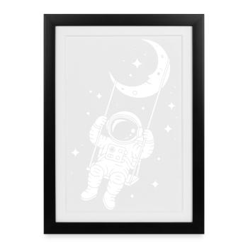 Astronaute Cosmos Spatial Swing - Affiche encadrée (27 × 37 cm) - noir - Devant