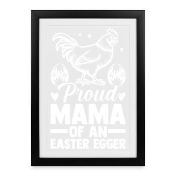 Poule Maman Coq Troupeau de volaille Éleveur de volailles - Affiche encadrée (27 × 37 cm) - noir - Devant