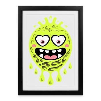 Funny scary monster with heart eyes - Framed poster (27 × 37 cm) - black - Front