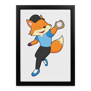 Fox Baseball Baseball Glove - Framed poster (27 × 37 cm) - black - Front