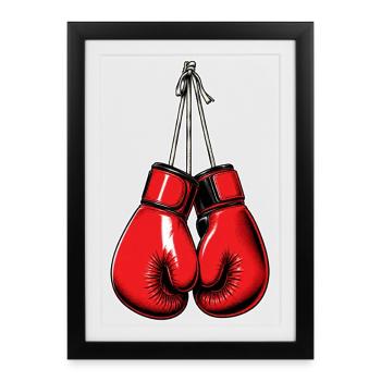Rote Boxhandschuhe – Boxing & Fight - Gerahmtes Poster (27 × 37 cm) - Schwarz - Vorne
