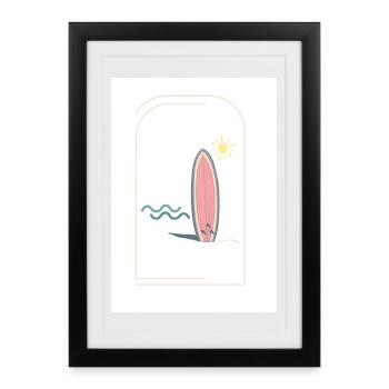 Surfboard Sunrise Design - Framed poster (27 × 37 cm) - black - Front