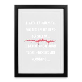 Des voix dans ma tête Menaces silencieuses - Affiche encadrée (27 × 37 cm) - noir - Devant