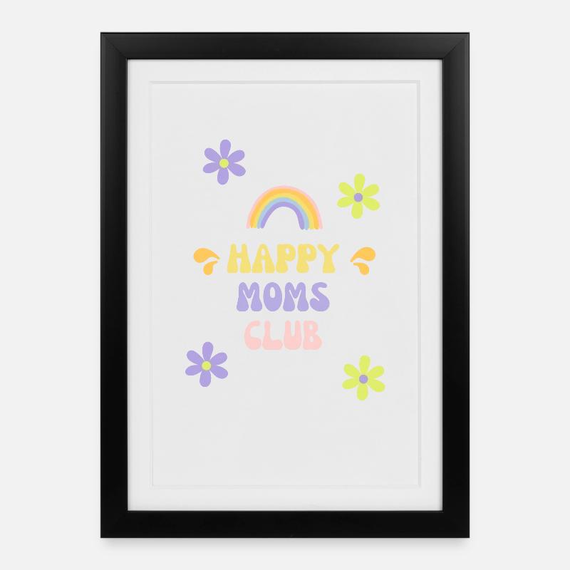 Happy Moms - Gerahmtes Poster (27 × 37 cm) - Schwarz