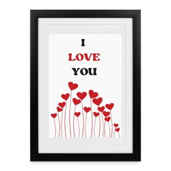 I LOVE YOU. COUPLE. JUST MARRIED. EVJF - Affiche encadrée (27 × 37 cm) - noir - Devant