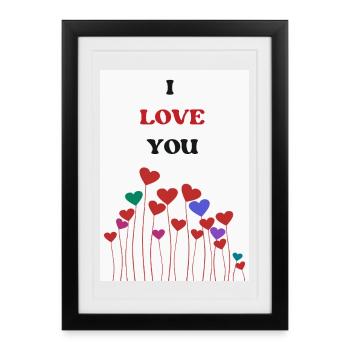 I LOVE YOU. COUPLE. JUST MARRIED. EVJF - Affiche encadrée (27 × 37 cm) - noir - Devant