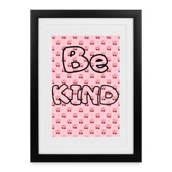 Soyez indulgent avec le motif cerise - Affiche encadrée (27 × 37 cm) - noir - Devant