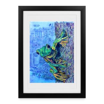 Grenouille - Affiche encadrée (27 × 37 cm) - noir - Devant