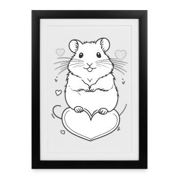 Cute hamster with heart frame - Framed poster (27 × 37 cm) - black - Front