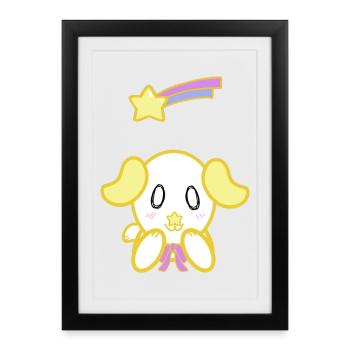 KawaiiDOGGOS - Tirage « Shooting Star » de Twinkle - Affiche encadrée (27 × 37 cm) - noir - Devant