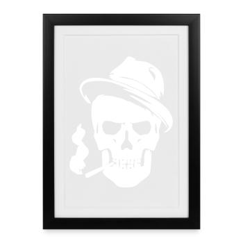 Vintage Skull with Fedora and Smoke - Framed poster (27 × 37 cm) - black - Front