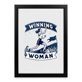 Femme gagnante | Jogging - Affiche encadrée (27 × 37 cm) - noir - Devant