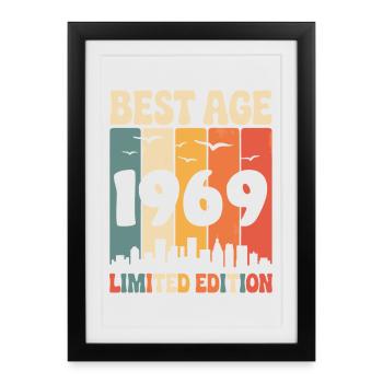  1969 anniversaire rétro 1969 vintage 1969 - Affiche encadrée (27 × 37 cm) - noir - Devant