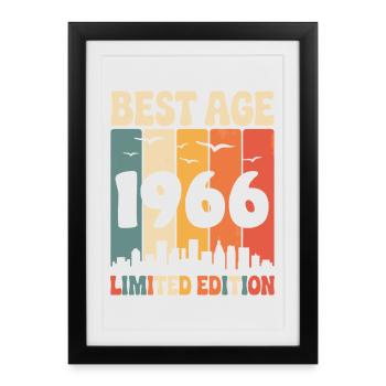  1966 anniversaire rétro 1966 vintage 1966 - Affiche encadrée (27 × 37 cm) - noir - Devant