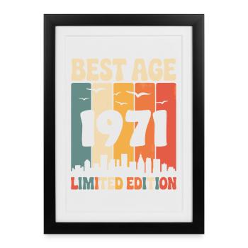  1971 anniversaire rétro 1971 vintage 1971 - Affiche encadrée (27 × 37 cm) - noir - Devant