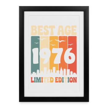  1976 anniversaire rétro 1976 vintage 1976 - Affiche encadrée (27 × 37 cm) - noir - Devant