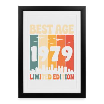  1979 anniversaire rétro 1979 vintage 1979 - Affiche encadrée (27 × 37 cm) - noir - Devant