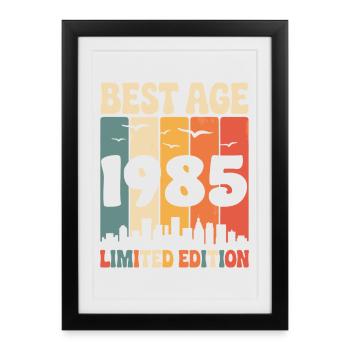  1985 anniversaire rétro 1985 vintage 1985 - Affiche encadrée (27 × 37 cm) - noir - Devant