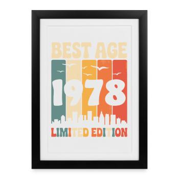  1978 anniversaire rétro 1978 vintage 1978 - Affiche encadrée (27 × 37 cm) - noir - Devant