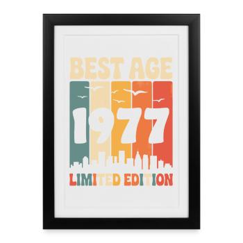  1977 anniversaire rétro 1977 vintage 1977 - Affiche encadrée (27 × 37 cm) - noir - Devant
