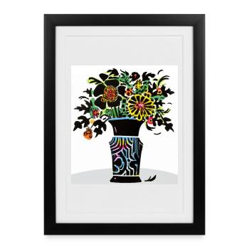 colorful bouquet of flowers - Framed poster (27 × 37 cm) - black - Front