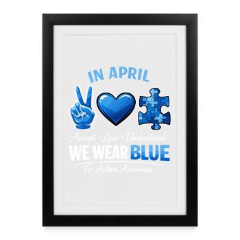 Autism In April We Wear Blue Vintage - Framed poster (27 × 37 cm) - black - Front