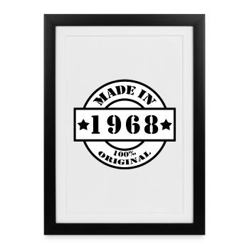FABRIQUÉ EN 1968 année de naissance année de fabrication cadeau vintage - Affiche encadrée (27 × 37 cm) - noir - Devant