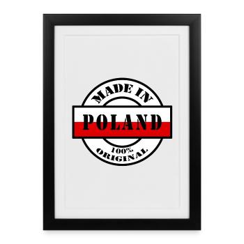 MADE IN POLAND Pologne Polska drapeau cadeau - Affiche encadrée (27 × 37 cm) - noir - Devant