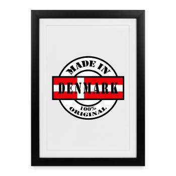 MADE IN DENMARK, Danemark Copenhague Scandinavie - Affiche encadrée (27 × 37 cm) - noir - Devant