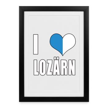 i love Lozärn Luzern Amour coeur Suisse cadeau - Affiche encadrée (27 × 37 cm) - noir - Devant
