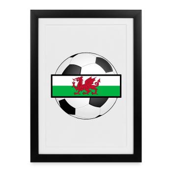 Pays de Galles UK Football World Cup Cadeau - Affiche encadrée (27 × 37 cm) - noir - Devant
