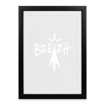 Hermine blanche bretonne breizh - Affiche encadrée (27 × 37 cm) - noir - Devant