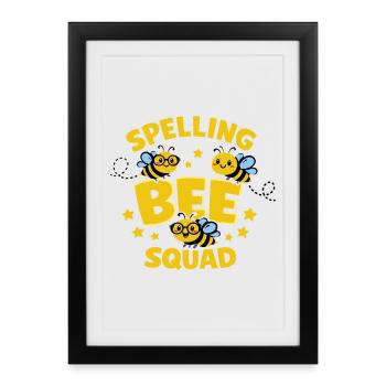 Spelling Bee Squad Humour École Abeille - Affiche encadrée (27 × 37 cm) - noir - Devant