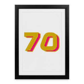 70. 70 ANS. 70e ANNIVERSAIRE. ANNIVERSAIRE 70 ANS. - Affiche encadrée (27 × 37 cm) - noir - Devant