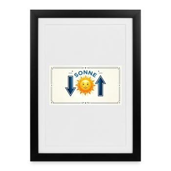 Minimalistische Balance: Sonne & Pfeile - Gerahmtes Poster (27 × 37 cm) - Schwarz - Vorne