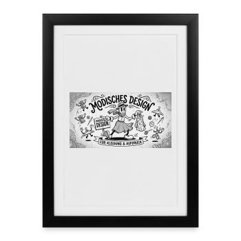 Nähkunst Modedesign Comic - Gerahmtes Poster (27 × 37 cm) - Schwarz - Vorne