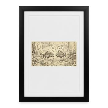 Des discussions de poissons dans l’étang - Affiche encadrée (27 × 37 cm) - noir - Devant