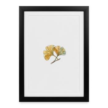 Ginkgo Watercolor Leaves Duo - Framed poster (27 × 37 cm) - black - Front