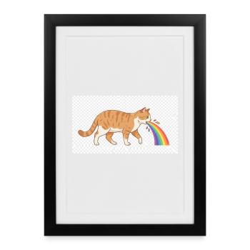 Cat Spitting Rainbow - Framed poster (27 × 37 cm) - black - Front