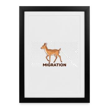 Migrationshirsch Illustration - Gerahmtes Poster (27 × 37 cm) - Schwarz - Vorne