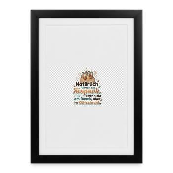 Natürlich Sixpack Kühlschrank Spruch - Gerahmtes Poster (27 × 37 cm) - Schwarz - Vorne