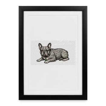 Ornate Bulldog Tattoo Pattern - Framed poster (27 × 37 cm) - black - Front