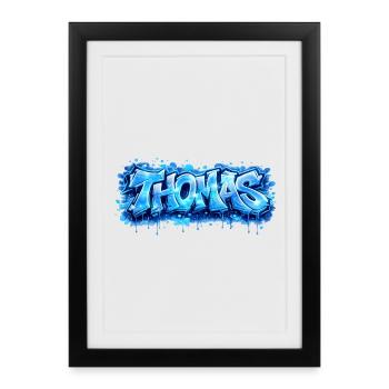 Graffiti Thomas Name Gift Ideal Printable - Framed poster (27 × 37 cm) - black - Front