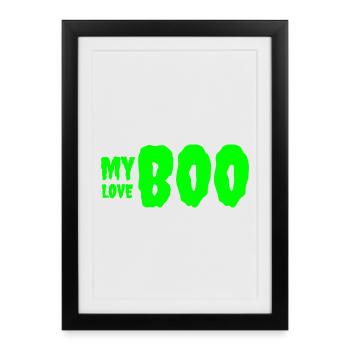 Bold Green 'My Love' Birthday Text Design - Framed poster (27 × 37 cm) - black - Front