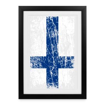 Drapeau vintage finlande - Affiche encadrée (27 × 37 cm) - noir - Devant